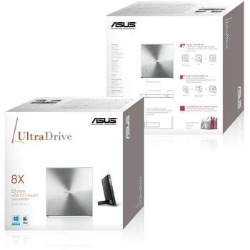 Asus DVD-привод SDRW-08U5S-U/SILVER/ASUS, скорость записи DVD 8X, USB 2.0, металлический цвет (SDRW-08U5S-U/SILVER/ASUS)