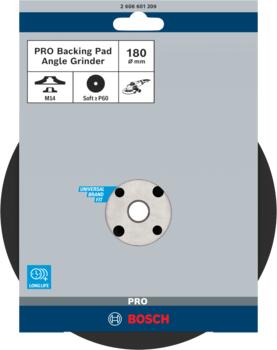 Gumijas slīpšķīvis D 180mm, 1 gab., Lielām leņķa slīpmašīnām ar fiksācijas uzgriezni PRO BACKING PAD, MĪKSTS, 2608601209 BOSCH (2608601209)