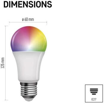 Emos LED лампа GoSmart A60 ZQW515R, 11 W, 1 050 lm, RGB, Wi-Fi, диммируемая, E27 (ZQW515R)