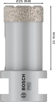 Dimanta caurumzāģis 25 mm DrySpeed Best for Ceramic, Mazām leņķa slīpmašīnām PRO CERAMIC DRY KROŅURBIS, 2608587117, BOSCH (2608587117)