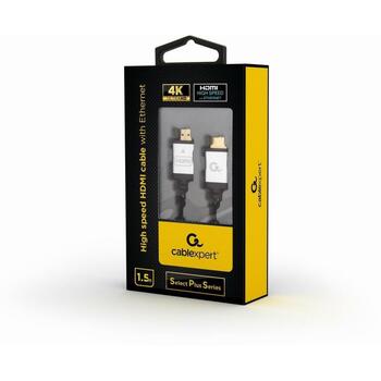 Gembird HDMI-HDMI kabelis 1.5m CCB-HDMIL-1.5M, 4K UHD, 60 Hz, zelta kontakts, 18 Gbit/s, melns (CCB-HDMIL-1.5M)