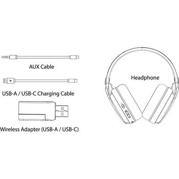 Subsonic Vektra bezvadu austiņas SA5717-2, 205g, balta, bezvadu, virs ausīm, iebūvēts mikrofons, skaļuma regulētājs (SA5717-2)