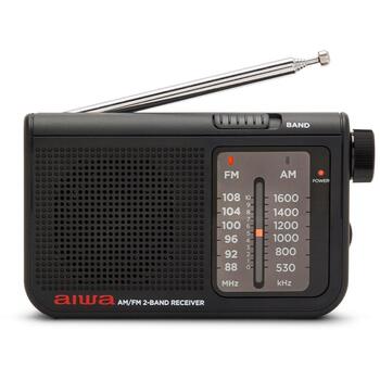 Aiwa RS-55/BK карманное радио, FM 88–108 МГц, AM 530–1600 кГц, динамик 57 мм 8 Ом, разъём 3,5 мм, 2×AA, черный (RS-55/BK)