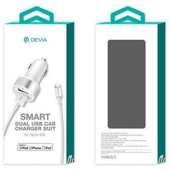 Devia Автомобильное зарядное устройство 102010344041, 2xUSB, 2.4A, MFI, 1M, белый (102010344041)