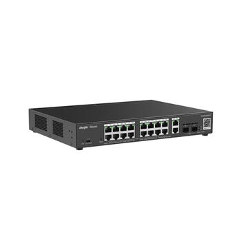 Ruijie Reyee RG-ES220GS-P | 16-портовый Гигабитный PoE+ Коммутатор с 2× Gigabit Аплинк Портами и 2× 1G SFP Портами (270W) и Облачным Управлением — Чёрный Корпус (RG-ES220GS-P)