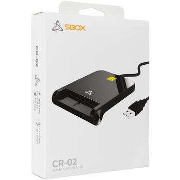 Sbox считыватель карт CR-02, USB 2.0, 1,5м, до 420 Kbps, черный, ABS пластик, Windows 10/11, MAC OS 10.15, Linux (CR-02)