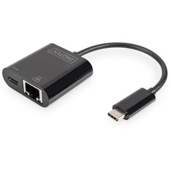 Digitus USB-Type-C Gigabit Ethernet адаптер DN-3027, 1 Гбит/с, USB-C порты, передача питания (DN-3027)