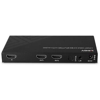 Lindy видеораспределитель 38534 2 HDMI 8K60, 8K 60Hz, HDR, извлечение аудио, переключатель понижения разрешения (38534)