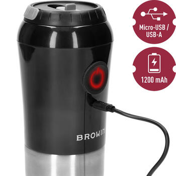 Browin 320503 elektriskā kafijas dzirnaviņas ar brūvētāju un termokrūzi, 6W, 30g, 180ml, 1200mAh, Micro-USB (320503)