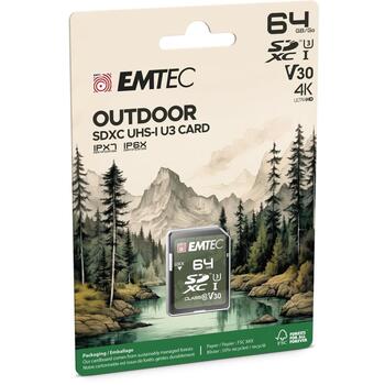 Emtec Карта памяти ECMSD64GXCU3OR, 64GB, UHS-I, V30, 100MB/s, 50MB/s, водонепроницаемая, пылезащита (ECMSD64GXCU3OR)