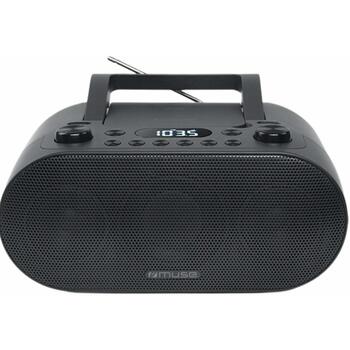 Muse Портативное радио M-35 BT, AC 100-240 В, 20 FM, Bluetooth, USB, AUX, CD, MP3, LCD, Bass Boost, черный (M-35 BT)