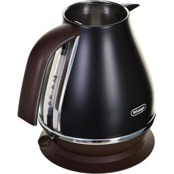 Delonghi Электрический чайник KBOV2001BK, 2000 W, 1.7 L, черный, нержавеющая сталь, 360° основание, индикатор уровня воды, фильтр (KBOV2001BK)