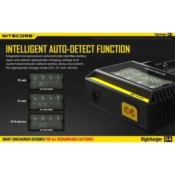 Nitecore Зарядное устройство D4EU 4-слотовое, совместимо с Li-ion, Ni-MH, Ni-Cd, ЖК-экран, 0.239 кг (D4EU)