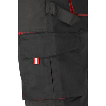Yato darba kombinezons YT-8033, XL, 188-196 cm, 98-106 cm, 275 g/m², 65% poliesteris, 35% kokvilna, melns un sarkans, 11 kabatas (YT-8033)