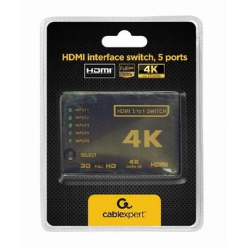 Gembird I/O ПЕРЕКЛЮЧАТЕЛЬ HDMI DSW-HDMI-53, 5 HDMI, 77x56x15mm, 0.1kg (DSW-HDMI-53)