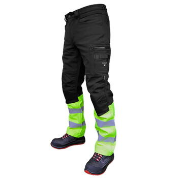 Pesso Mercury C52 MERCURY_G-C52, augstas redzamības softshell bikses, melnas/dzeltenas, 300g/m², Cordura, atstarojoša (MERCURY_G-C52)