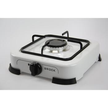Brock GS 001 W Мини-плита, 1 конфорка, 268 мм, 64 мм, белая, чугунные горелки, защита от утечки газа (GS 001 W)