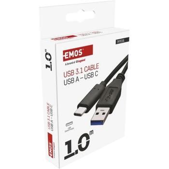 Emos Кабель быстрой зарядки и передачи данных SM7021BL, 1м, черный, USB 3.0 A/C, 18W, 2A, для зарядки/передачи данных (SM7021BL)
