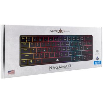 White Shark Клавиатура NAGAMAKI-B-US-BLUE.SW, механическая, черная, США, 1.5м, 61 клавиша, синие переключатели, подсветка (NAGAMAKI-B-US-BLUE.SW)