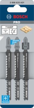 3 figūrzāģa asmeņi T 144 DP, Figūrzāģiem PRO WOOD PRECISE T144DP FIGŪRZĀĢA ASMENS, 2608633A31, BOSCH (2608633A31)