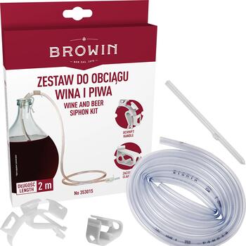 Browin Сифонная трубка для вина с ручкой и зажимом 353015, 200см, 1.2см, 1.1см, 0.122кг, гибкий ПВХ, контакт с алкоголем (353015)