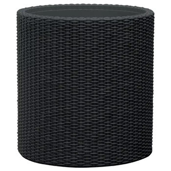 Keter Puķu pods Large Cylinder Planter 29197837939, 43,7x43,7x44,3cm, 2,81kg, rotangpalmas dizains, ūdens regulēšanas atvere (29197837939)