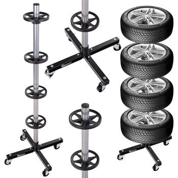 Geko riteņu statīvs G71253, 100kg, 46x46x116cm, 4 riteņu vietas, metāla, plastmasas, ar riteņiem, 2 bremzes (G71253)