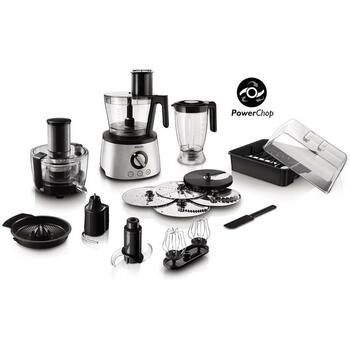 Philips Кухонный комбайн HR7778/00, 1000 Вт, 3.4 л, 12 скоростей, 20000 об/мин, 4 диска для нарезки, Нержавеющая сталь, Пульсация (HR7778/00)