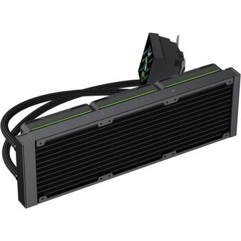 Gamemax procesora šķidruma dzesētājs HAILSTORM 360 LCD BK, 66.89 cfm, TDP līdz 330W, ARGB ventilators, 800-2000 rpm (HAILSTORM 360 LCD BK)