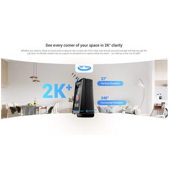 EZVIZ S10 внутренняя поворотная WiFi камера 2K+ 360° Pan Tilt ночное видение 10m Черная (S10-2k+)