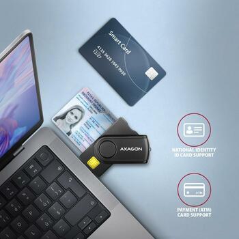 Axagon planšetdators CRE-SMP2A USB-C, USB 2.0, 4 sloti, atmiņas karte microSD, SIM, melns, CE, RoHS (CRE-SMP2A)