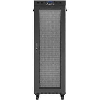 Szafa instalacyjna rack stojąca 19 cali 37U 600x600 drzwi perforowane LCD czarna (Flat pack) (FF01-6637-23BL)