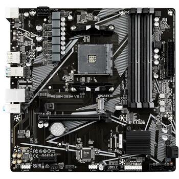 Материнская плата Gigabyte A520MDS3HV2, поддерживает процессоры AMD Ryzen 5000 серии AM4, до 4733MHz DDR4, PCIe 3.0 x16, GbE LAN (A520MDS3HV2)