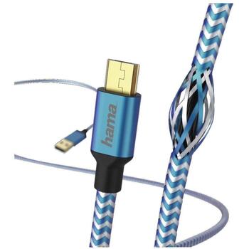 Hama USB кабель 00178289, 1.5м, USB 2.0, USB Type-A, Micro-USB, синий, алюминиевый корпус, прочные разъемы (00178289)