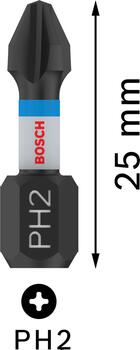 PRO Impact PH skrūvgriežu uzgaļi, izturīgi un augstas slodzes, 25 mm, 2608522403, BOSCH (2608522403)