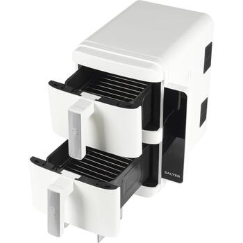Salter Gaisa fritieris EK6642WHTVDE, 2400W, 9l, 2 grozi, digitālais panelis, 9 programmas, mazgājams grozs (EK6642WHTVDE)