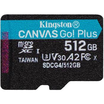 Kingston 512GB microSDXC Карта SDCG4/512GB, 512GB, 200MB/s, A2, U3, V30, SD адаптер (SDCG4/512GB)