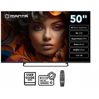 Manta televizors 55LUV125E, 55 collas, 3840 x 2160, 3 HDMI, 2 USB, 60 Hz, 10 W, HDR 10, Dolby Digital Plus, viesnīcas režīms (55LUV125E)