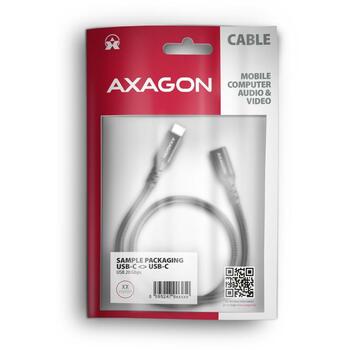 Axagon удлинитель кабеля BUCM32-CF10AB 1м, черный, USB-C на USB-C, 20Гбит/с, PD 240Вт, 5А, 8K HD видео (BUCM32-CF10AB)