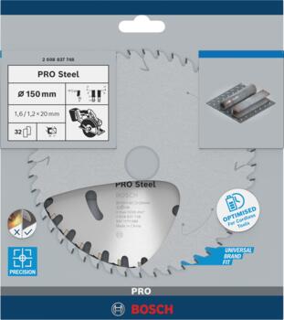 Standard for Steel 150x20x1.6/1.2x32T, Rokas sausajiem griežņiem PRO STEEL CORDLESS RIPZĀĢA ASMENS, 2608837748, BOSCH (2608837748)