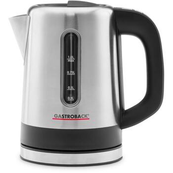 Gastroback Чайник 42435, 2200 W, 1 L, 50-60 Hz, 16 A, Черный, Нержавеющая сталь, Без провода, 360° поворот (42435)
