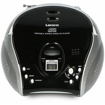 Lenco SCD-24 Black/Silver CD-магнитола, 2x2W, FM-радио, CD/CD-R/CD-RW, ЖК-дисплей, разъем 3.5mm для наушников, ручка для переноски (SCD-24 Black/Silver)