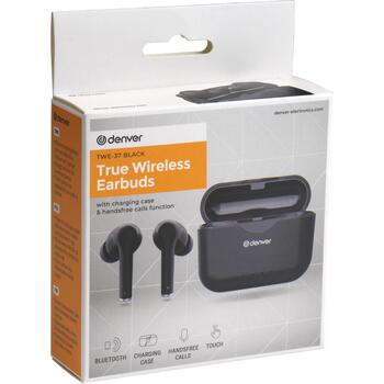 Denver Беспроводные наушники TWE-37 111191120300, 4ч, Bluetooth 5.0, 10мм, 2 динамика, встроенный микрофон (111191120300)
