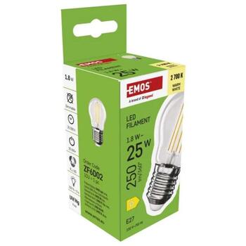 Emos LED лампочка Filament Mini Globe ZF6D02, 1,8 Вт, 250 лм, теплый белый, E27, 360°, 25 000 часов, 4 чипа (ZF6D02)