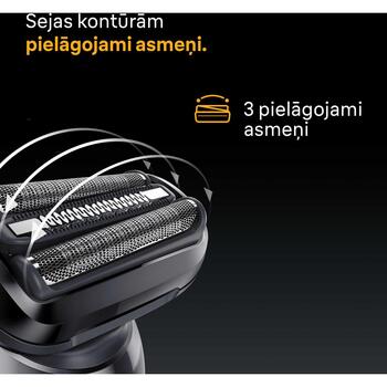 Braun bārdas skuveklis 52-N1200s, 3 asmeņi, 50 min, Li-Ion, mitrā un sausā, ūdensizturīgs, ceļojumu kaste, precīzijas trimmeris (52-N1200s)