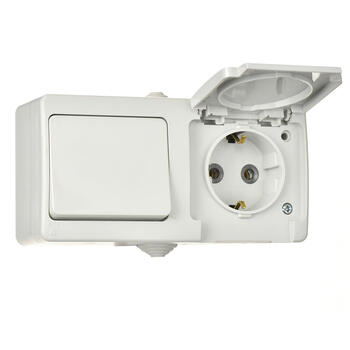 Elektriskais bloks 1 slēdzis 1 rozete IP54 ar sazemējumu 01071300-100181, GÜNSAN (01071300-100181)