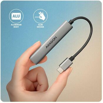 Axagon USB centrmezgls HUE-STC 4 porti, 1× USB-C 480Mbps, 1× USB-A 5Gbps, 2× USB-A 480Mbps, kabelis 12 cm (HUE-STC)