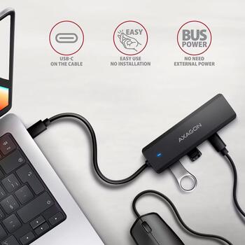 HUE-C2C HUB 4-portowy 5gbps 2x USB-A 2x USB-C , USB-C power IN, kabel Type-C 19cm (HUE-C2C)