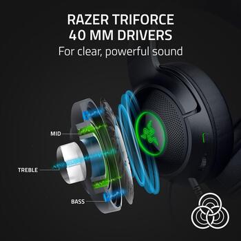 Razer Kraken Kitty V2 austiņas RZ04-04730100-R3M1, vadu, USB-A, 20-20000 Hz, 32 Ω, 40 mm, RGB apgaismojums, mikrofons (RZ04-04730100-R3M1)
