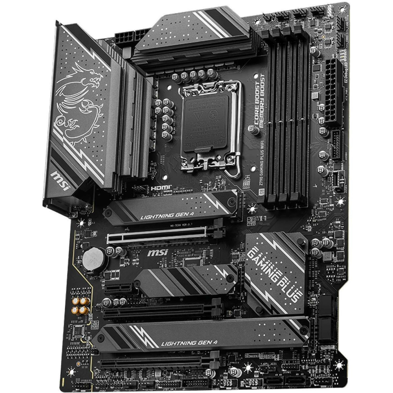 Msi Материнская плата Z790GAMINGPLUSWIFI, LGA 1700, DDR5, 192 ГБ, 4x M.2, 4x PCI, 1x HDMI, 2.5 Гбит Ethernet, Wi-Fi 6, 7.1 аудио (Z790GAMINGPLUSWIFI)